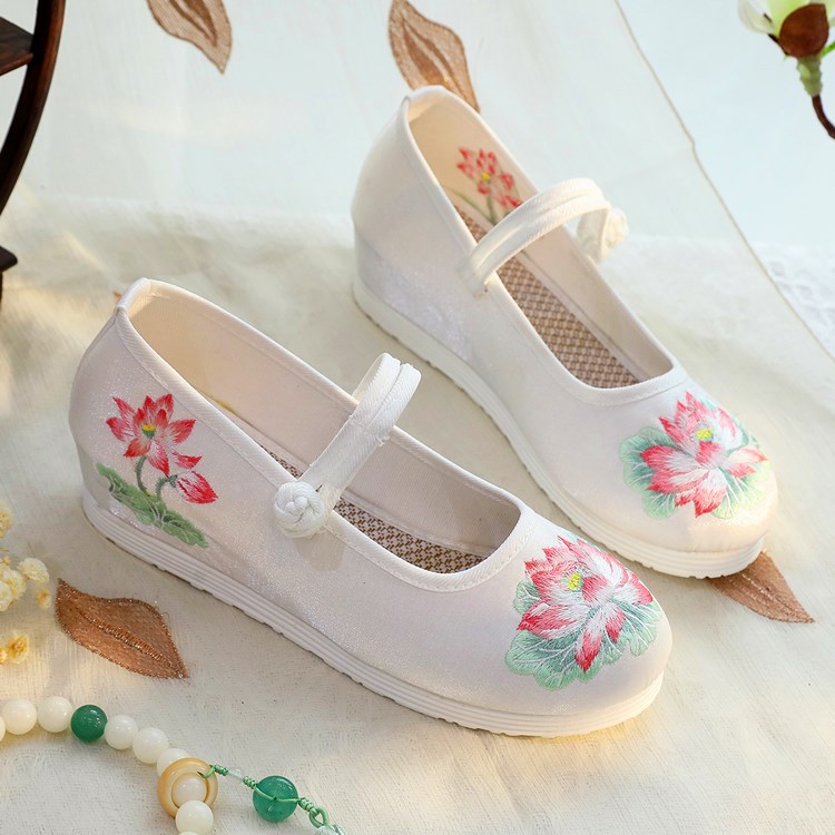 Embroidery Print - 2026 Damen-Mary-Jane-Schuhe mit weißem und grünem