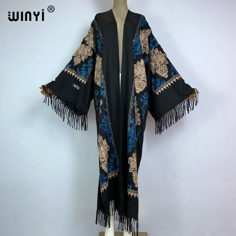 Embroidery Pashmina - WINYI Winter Frauen quaste Pashmina Stickerei
