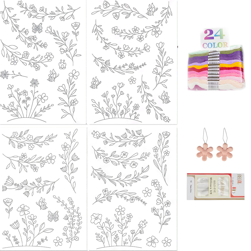 Embroidery Web - Wasserlösliches Stickerei-Stabilisierungspapier, selbstklebend, auswaschbare Blätter, Blumen-