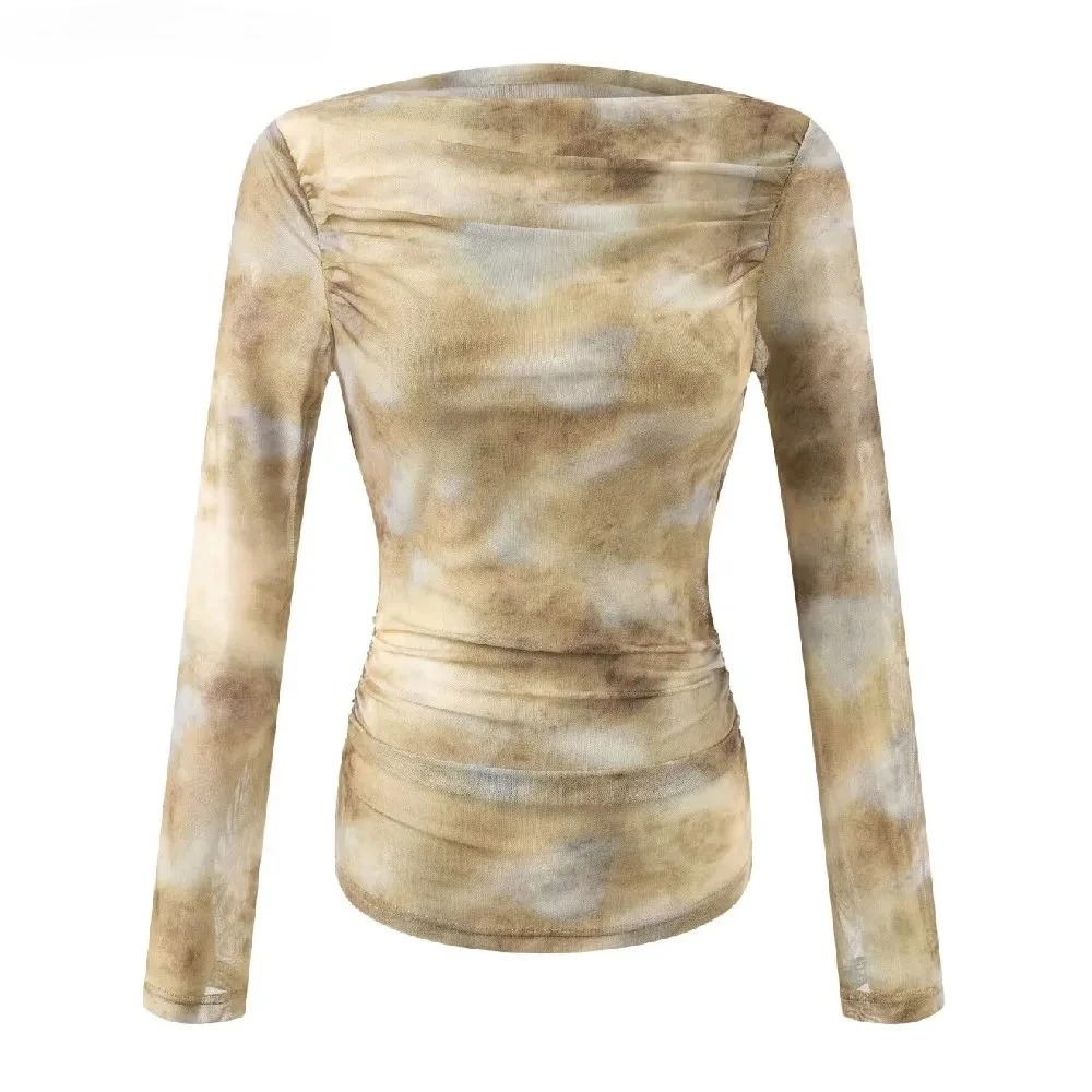 Embroidery Print - 2025 Sexy Tie-Dye-Print T-Shirt mit gerafften
