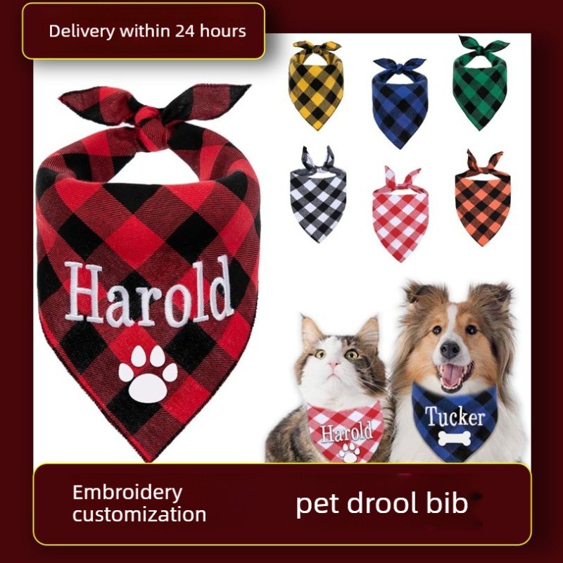 Embroidery Pashmina - Besticktes Hunde-Bandana mit Namen, personalisiertes Haustier-Halstuch,