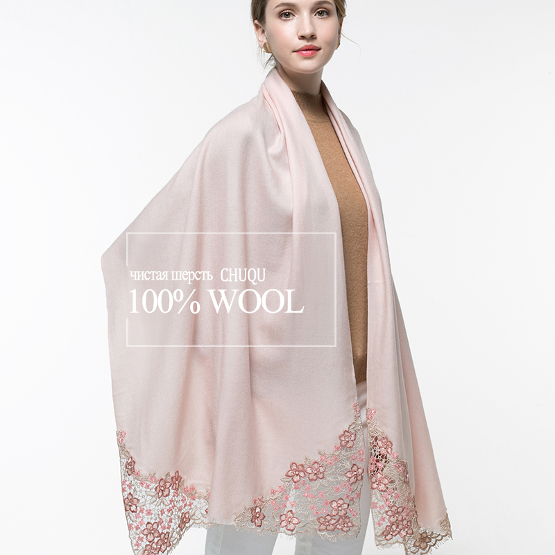 100% echt Wolle Rosa Schal Fra – Embroidery Pashmina Bewertung und Preis