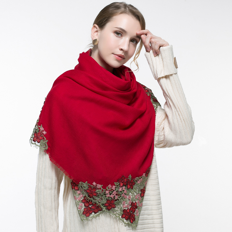 100% echt Wolle Rosa Schal Fra – Embroidery Pashmina Bewertung und Preis