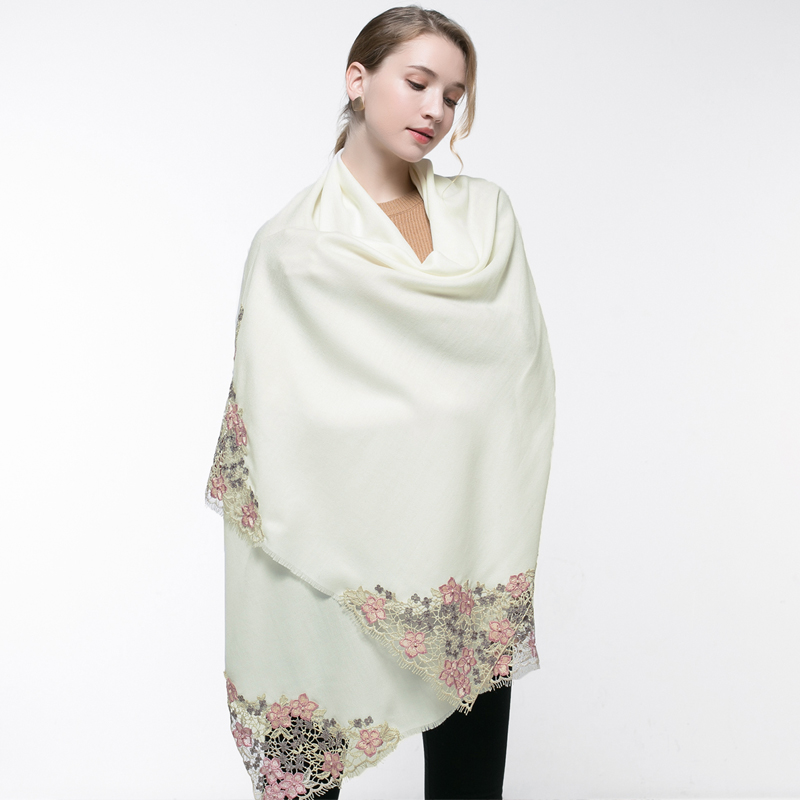 100% echt Wolle Rosa Schal Fra – Embroidery Pashmina Bewertung und Preis