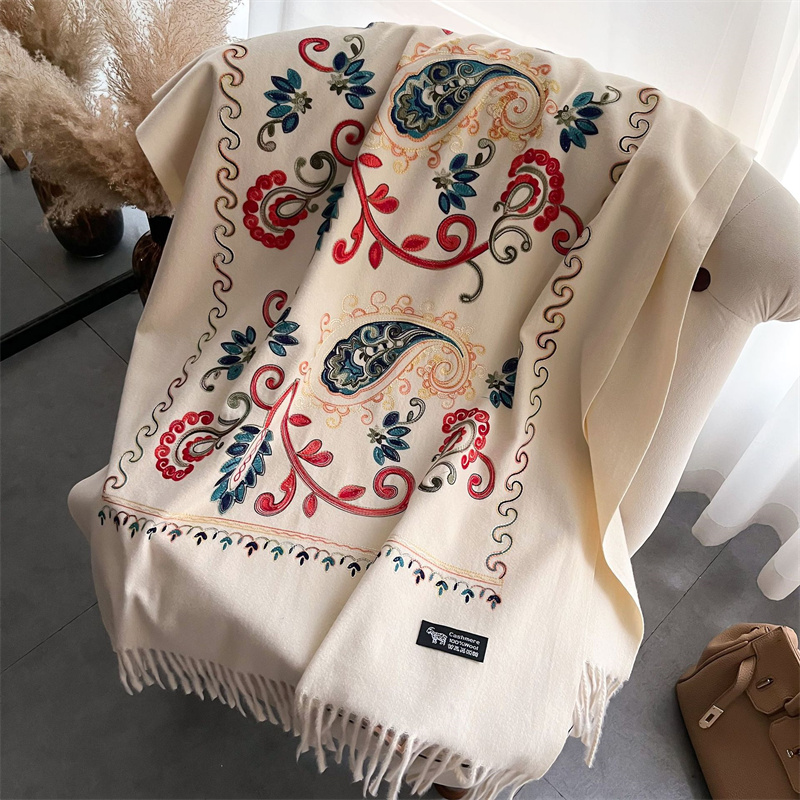 2024 Mode Schal Winter dicken  – Embroidery Pashmina Bewertung und Preis